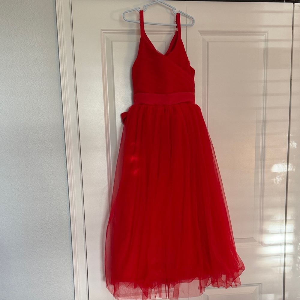 Red Tulle A-Line Girls Dress - Sleeveless Formal Dress